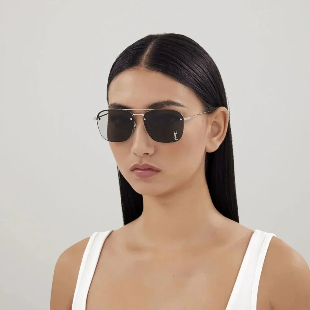 Saint Laurent SL309M 002 Pilot Sunglasses – Silver Frame with Grey Lenses - Picture 12 of 12